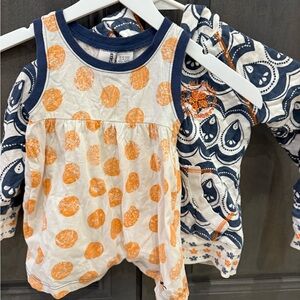 Billabong Girl Blue/White/Orange Sweatshirt & Tank Geometric Pattern, Size 4